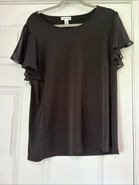 Final sale- nwt Calvin Klein Black Ruffle Sleeve Blouse